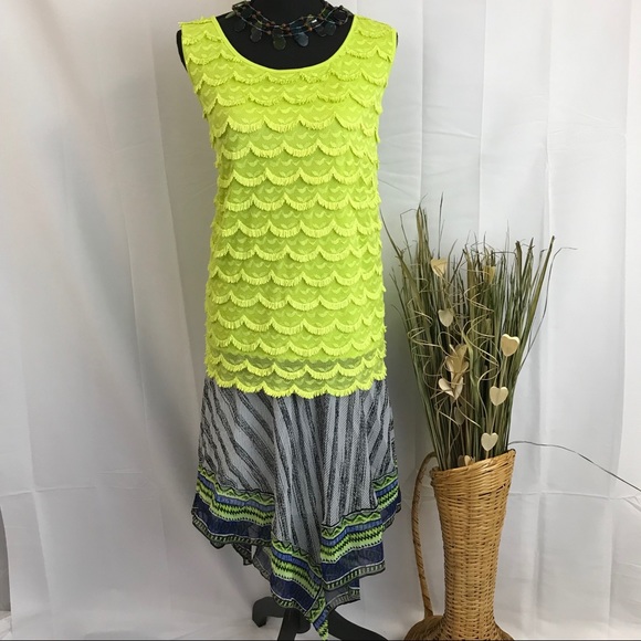 Cato Tops - Plus Size Lace and Fringe Green Tank